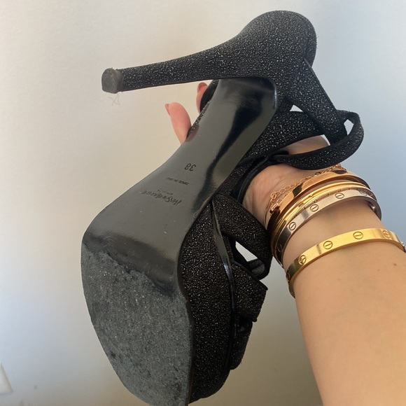 Authentic Saint Laurent TRIBUTE PLATFORM SANDALS IN rare black textures leather - Picture 2 of 4